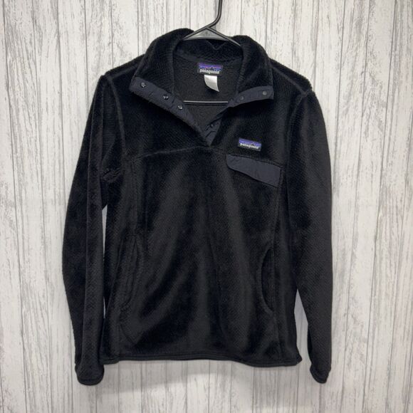 Womens Size M Patagonia Retool Snap Fleece Black - Picture 1 of 4